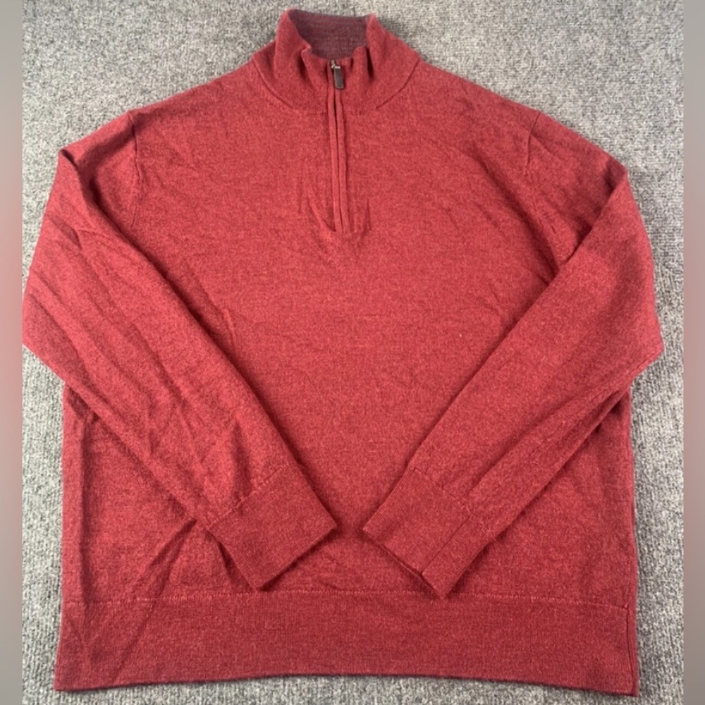 Untuckit Mens 100% Extra Fine Merino Wool Sweater Size XL Red
